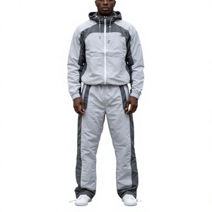 Men Lightweight Nylon Tracksuit Set Hooded <b>Zip</b> <b>Up</b> <b>Jacket</b> and Full <b>Zip</b> Pants Sports Running Streetwear Outfit - Product Image 3