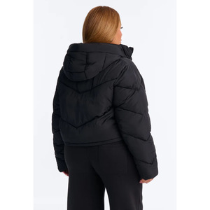 <b>Cropped</b> Quilted Down <b>Jacket</b> for Women Stand Collar Zip up Long Sleeve Warm Winter <b>Puffer</b> Coat Wholesale Outerwear - Product Image 3