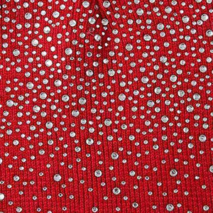 Rhinestone Beanie Hat Unisex <b>Red</b> Knit Winter Warm Elegant Style Adult 56-58CM - Product Image 6
