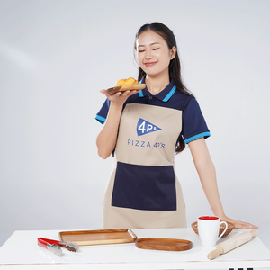 Ensemble uniforme personnalisable en polyester tissé pour café, restaurant, <span class=keywords><strong>boulangerie</strong></span> – Polo et tablier unisexe pour personnel professionnel - Product Image 5
