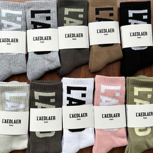 Crew <b>Socks</b> With Logo Print Cotton Breathable Daily Wear Spring Season Adult Size Regular Style Knitted <b>Socks</b> - Product Image 5