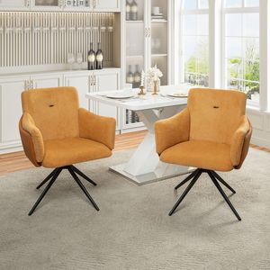 Set di 2 Sedie da Pranzo Moderne Girevoli a 360 Gradi, Sedie da Ufficio per Casa, Sedie Imbottite per Camera da Letto, Base in Metallo, Arredamento per Soggiorno - Product Image 2