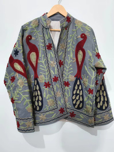 Floral Embroidered Suzani Vintage <b>Velvet</b> Cotton Filled Reversible <b>Womens</b> Bomber <b>Jacket</b> Autumn/Winter/Summer OEM Wholesale Gift - Product Image 1