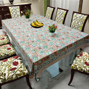 Nouveautés : Nappe en coton à imprimé floral fait main, écologique, couleurs personnalisables, design moderne, couvre-table de salle à manger - Product Image 1