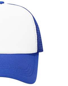 Gorra trucker azul y blanca personalizada, ajustable, transpirable, de malla, con logo personalizado, snapback, lisa, de poliéster, deportiva. - Product Image 3