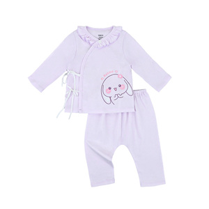 Chemise kimono unisexe pour bébé, style mignon, manches courtes, col rond, bouton unique, imprimé dessin animé, coton biologique respirant, 4 saisons ALB12 - Product Image 3