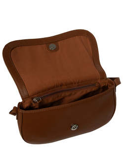 Premium Quality Women’s Genuine Leather in Brown Crossbody Chest <b>Bag</b> Minimalist Lichee Pattern Adjustable Strap Buckle Closure - Product Image 4