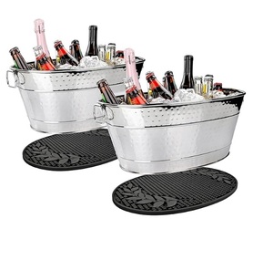 Bac à Boissons Galvanisé pour Fêtes, Seau à Boissons Ovale avec Poignées, Finition Cuivre Colt, Seau à Vin pour la Maison - Product Image 3