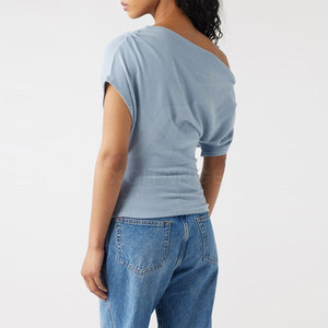 T-shirt tendance pour femme à épaules dénudées – Meilleur prix, impression personnalisée – Haut décontracté d'été pour femme – Fournisseur en gros - Product Image 5