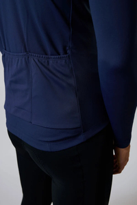 เสื้อจักรยานแขนยาวสีน้ำเงินเข้มแบบสั่งทำพิเศษ คอสูง ซิปเต็มตัว ระบายอากาศได้ดี สำหรับแข่งจักรยานเสือหมอบ ชุดทีม ชุดกีฬาประสิทธิภาพสูง - Product Image 4