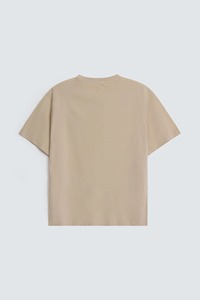 T-shirt pour homme beige à manches courtes, col rond, coupe classique, jersey décontracté, 100% coton respirant, impression sérigraphique sur le devant, 240g - Product Image 6