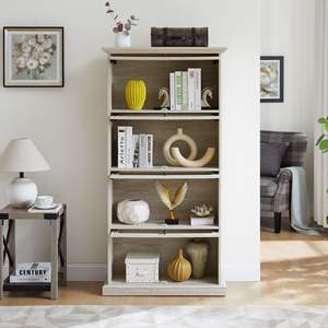 Elegante Vitrina de Vidrio de 4 Niveles con Puertas Abatibles para Exhibir Colecciones de Porcelana - Product Image 5