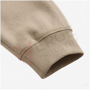 Ensemble de survêtement beige pour homme, manches longues, capuche, fermeture éclair sur le devant, couleur unie, respirant, coupe décontractée, vêtements d'automne - Product Image 6