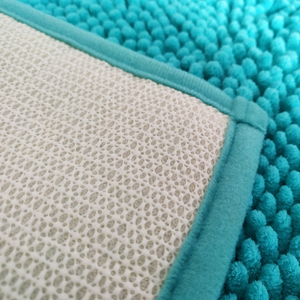 Turquoise Chenille Bath Mat Set Rectangle Absorbent Knitted Solid Color for Bathroom Use Solid Color - Product Image 3
