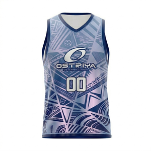 Camiseta de Baloncesto Ostriya International para Hombre, Sin Mangas, Cuello en V, Estampado Geométrico, Absorbe la Humedad, Ajuste Atlético, para Adultos, Todas las Temporadas - Product Image 4