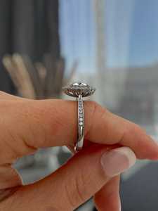 Classic 3CT Round Cut Moissanite Cluster Halo <b>Ring</b> Original <b>925</b> <b>Silver</b> Fine Vintage Style Gift For Girlfriends - Product Image 3