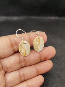 Pendientes Hechos a Mano de Plata de Ley 925 Maciza con Gema de Mármol Sabalgarh Genuino - Product Image 6