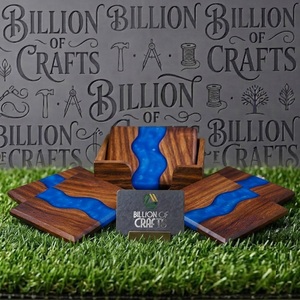 Modern Wood <b>Resin</b> Drink Coasters Decorative Round <b>Table</b> Mats <b>Epoxy</b> Coaster Set for Home Restaurant Hotel - Product Image 3