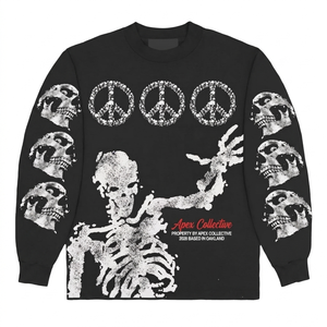 T-shirt vintage imprimé flamme, coupe ample, style streetwear urbain, manches longues, 100% coton, pour homme. - Product Image 5