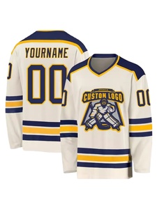 Maillot de hockey sur glace personnalisé pour hommes, col en V, manches longues, impression sublimée, 100 % polyester respirant, coupe classique, vêtements pour adultes - Product Image 4