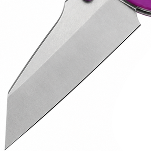 Cuchillos plegables con mango metálico morado y hoja plateada, con diseño de agarre empotrado y clip de bolsillo con perno para el pulgar, para uso diario en exteriores. - Product Image 2