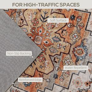 Tappeto a Pelo Lungo 4x6 Antiscivolo con Stampa Boho e Motivo a Medaglione, Marrone Fulvo, Lavabile in Lavatrice per Soggiorno e Camera da Letto - Product Image 4