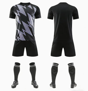 Conjunto de camiseta de fútbol sublimada con cuello en V para hombre, con estampado geométrico degradado, uniformes de manga corta que absorben la humedad para adultos - Product Image 3