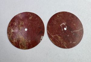 Red jasper Watch Dial 31.5 mm One Sided Polished Flat Cut <b>Face</b> 1 mm Thick 2mm Center Hole - Product Image 4
