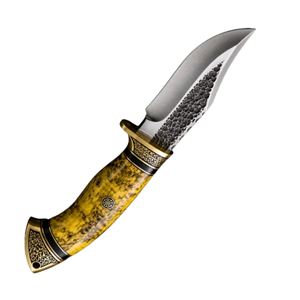 Cuchillo de Hoja Fija Hecho a Mano con Punta Caída, Hoja de Acero Inoxidable, Mango Amarillo, Cuchillo de Caza, Grosor de 0.6mm - Product Image 4