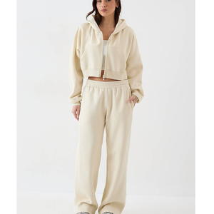 ชุดเซ็ตฤดูใบไม้ร่วงสำหรับผู้หญิง เสื้อแจ็คเก็ตผ้าแคนวาสแบบครอปและกางเกงขายาวทรงตรง น้ำหนักเบา เหมาะสำหรับวิ่งออกกำลังกาย ท่องเที่ยว และกิจกรรมกลางแจ้ง - Product Image 6