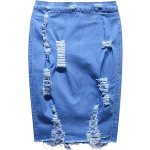 Ventes en gros de jupes en jean pour femmes avec logo personnalisé - Product Image 2