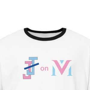 T-shirt unisexe blanc à col rond avec bordure contrastante, décontracté, pour tous les jours, doux, confortable, style rétro, tendance - Product Image 3