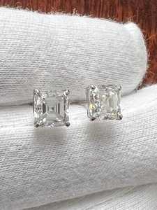 Sparkle 6MM Asscher Cut Moissanite <b>Stud</b> Earrings 925 Sterling <b>Silver</b> For Unisex Birthday Anniversary Wishes Gift for Charms - Product Image 2