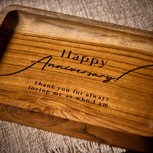 Bandeja de Madera Artesanal para Regalo de Aniversario con Grabado Personalizado, Bandeja Decorativa Rústica para Servir en Bodas, Aniversarios y el Hogar - Product Image 5