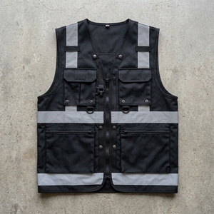 Wholesale 100% Polyester Reflective <b>Security</b> Vest High Visibility Custom Safety Clothing Multiple Pockets - Product Image 1