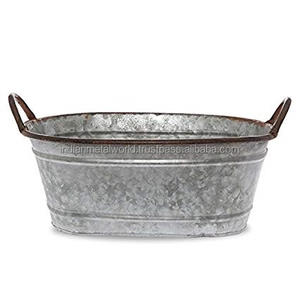 Large Galvanized Flower <b>Tub</b> and Planter Customized <b>Metal</b> Modern Flower Planters for Indoor Outdoor Decor Flower <b>Tub</b> - Product Image 1