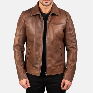 Men's Slim Fit Winter PU Leather <b>Zip</b>-<b>Up</b> <b>Jacket</b> with Stand Collar Front Logo Windproof & Breathable-Wholesale - Product Image 4
