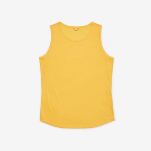 Camiseta sin mangas de punto para mujer, color amarillo liso, cuello redondo, transpirable, estilo casual, corte regular - Product Image 2