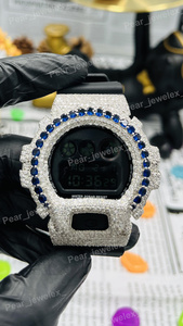 Reloj personalizado VVS Moissanite Iced Out para hombre, plata de ley 925, bisel de zafiro azul, hecho a mano, digital, de lujo. - Product Image 3