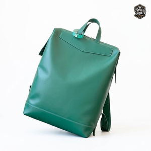 Minimalist Genuine Leather <b>Backpack</b> Green <b>Waterproof</b> Zipper Closure Detachable Arcuate Shoulder Strap Soft Multi-Functional PVC - Product Image 1