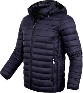 Men's Lightweight <b>Packable</b> Puffer <b>Jacket</b> with Hood Suitable for Travel Hiking Camping and Everyday Casual Wear - Product Image 1