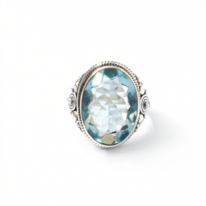 Elegante Anillo de Moda con Cuarzo Azul (8.2 Gramos) y Colgante de Acero Inoxidable de Estilo Clásico con Engaste de Bisel - Product Image 2