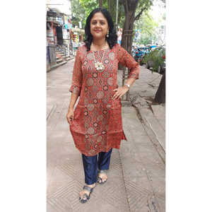 Maroon Modal Ajrakh Kurta - Product Image 1