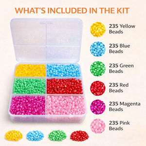 Bracelet Necklace Making 3 Kits Set Acrylic and Glass Seed <b>Beads</b> Multicolor DIY Kit With Metal Finding and Thread - Product Image 2