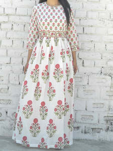 Women's Girls' Printed Pure Cotton Maxi Dress Indian Block Print Casual Summer Evening Party Trendy Wholesale Long Midi Bulk - Product Image 5