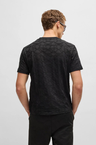 Camiseta Premium Negra Texturizada para Hombre, Estilo Urbano Moderno, Manga Corta, Tejido de Algodón, Formal, Ligera y Transpirable - Product Image 4