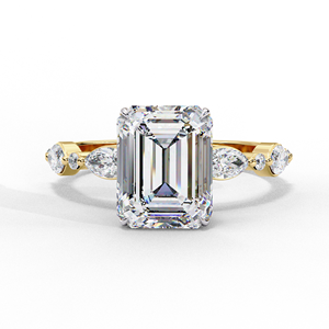 Anillo de Compromiso de Moissanita con Corte Esmeralda en Oro Blanco con Piedras Laterales Marquise, Estilo Clásico, Joyería para Mujer - Product Image 5