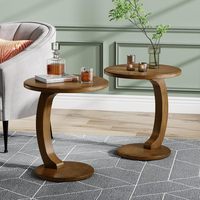 Table basse d'appoint en bois de style nordique moderne à 2 niveaux en forme de C pour salon