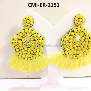 ต่างหูระย้าโบฮีเมียน2024ทำด้วยมือต่างหูเม็ดเล็กๆรูปวันเล่นฟุตบอลเครื่องประดับแฟชั่นประดับมุกสีสันสดใส - Product Image 3