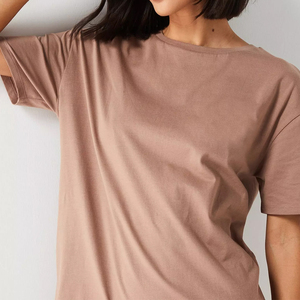 Factory Rate Women Oversized T Shirt 100% Cotton Crew Neck Loose Fit Solid Color LOGO Casual Streetwear Breathable All Seasons - Product Image 5